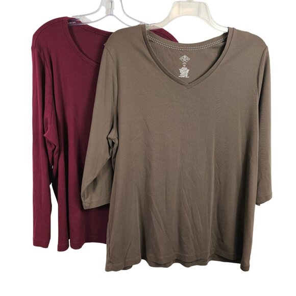 Womens Casual Basic Solid Red Brown City School Office Work St.Johns Bay 2PC 3XL - Picture 1 of 12